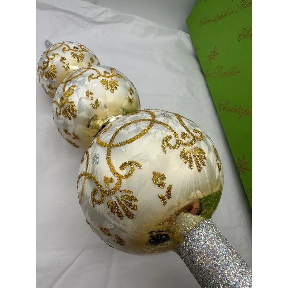Christopher Radko White‎ Fascination Finial Tree Topper 1012614 16.5